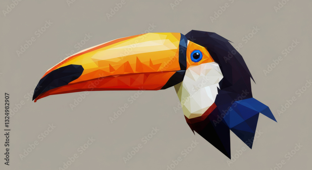 Obraz premium A stylized geometric illustration featuring a large toucan bird profile