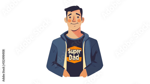 World Father’s Day PNG file transparent background – Flat design of a dad wearing a 