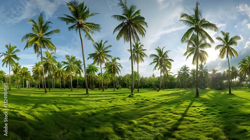 Wallpaper Mural tropical coconut park with lush greenery and tall trees Torontodigital.ca