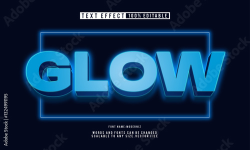 Editable glowing neon text effect with a vibrant 3D style. Ideal for eye-catching designs, signage, and modern branding projects