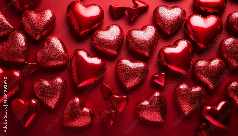 a vibrant arrangement of shiny red hearts on a deep red background symbolizing love and affection a vibrant arrangement of shiny red hearts on a deep red background symbolizing love and affection