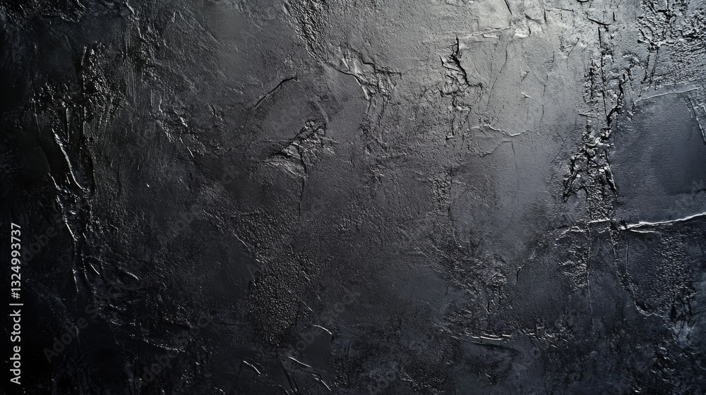 A textured dark plaster or concrete wall, ideal for use as a dramatic background in presentations or designs A textured dark plaster or concrete wall, ideal for use as a dramatic background in presentations or designs
