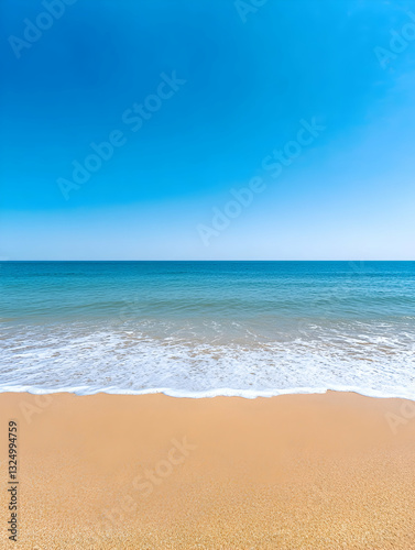 Tranquil beach scene under a clear blue sky