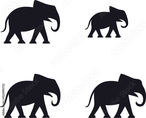 vector silhouette of elephant