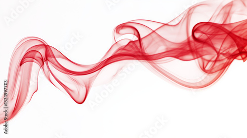 Abstract red smoke swirling against a white background