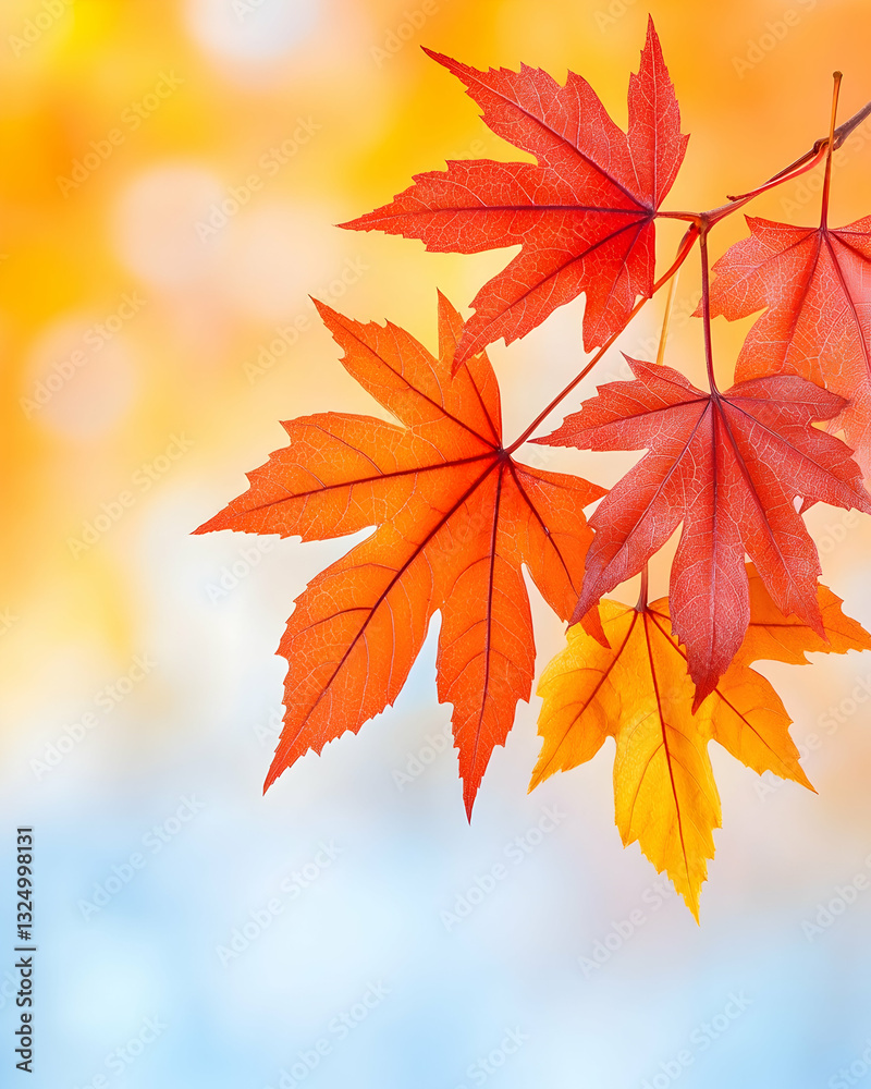 Vibrant autumn leaves against a soft, blurred backdrop Vibrant autumn leaves against a soft, blurred backdrop