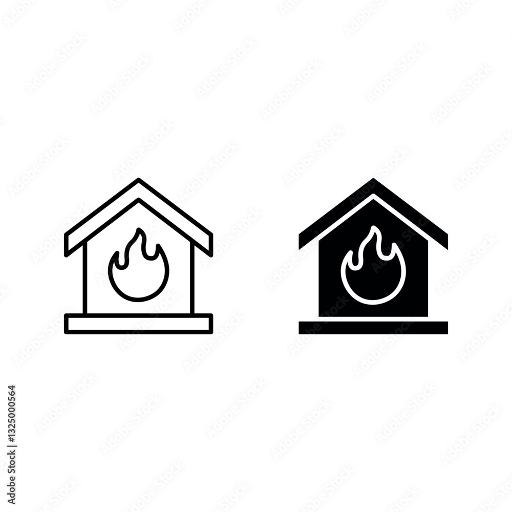 fire house icon set color editable on white background fire house icon set color editable on white background