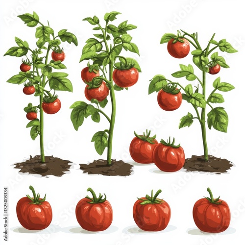 Tomato plants with small and large fruit