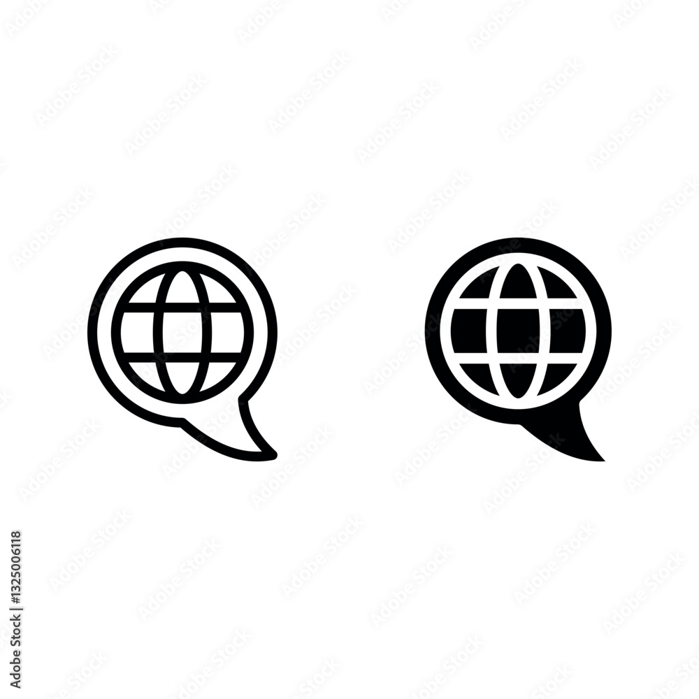 Language icon set color editable on white background Language icon set color editable on white background