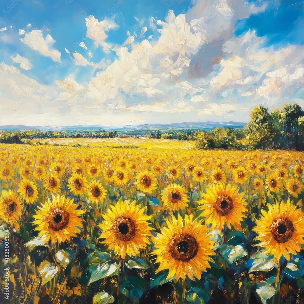 Fototapeta premium Tranquil sunflower oasis