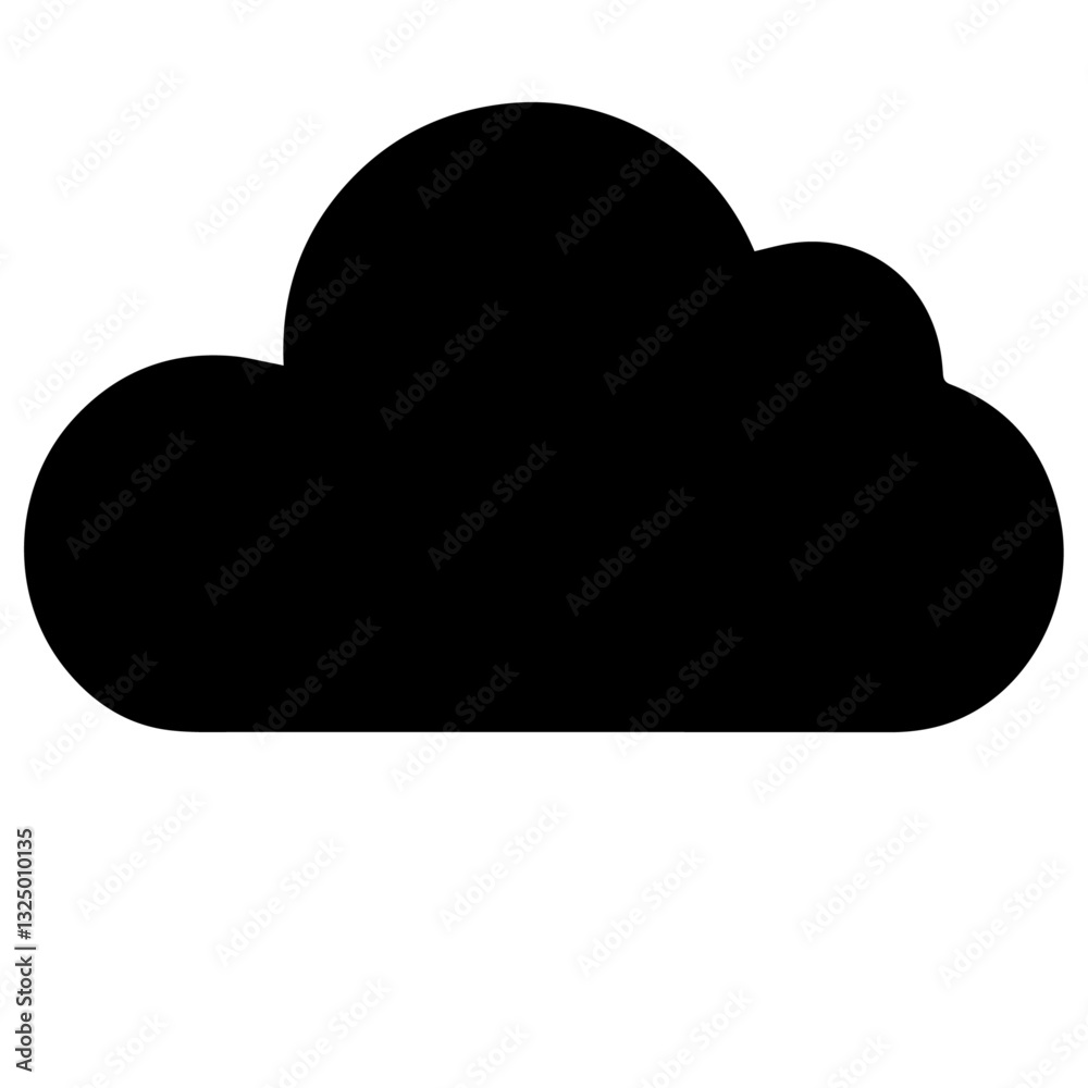 Clean black and white vector silhouette of a cloud on white background Clean black and white vector silhouette of a cloud on white background