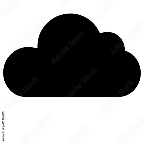 Clean black and white vector silhouette of a cloud on white background