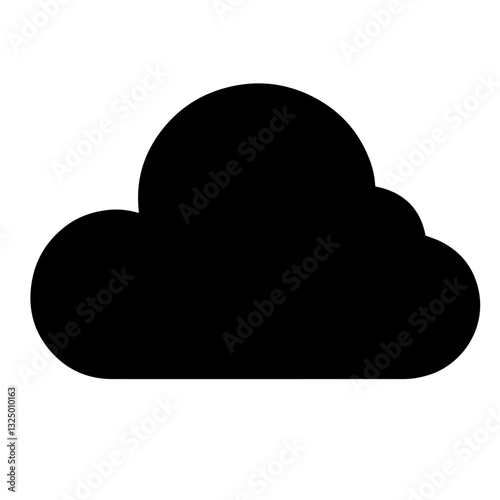 Clean black and white vector silhouette of a cloud on white background