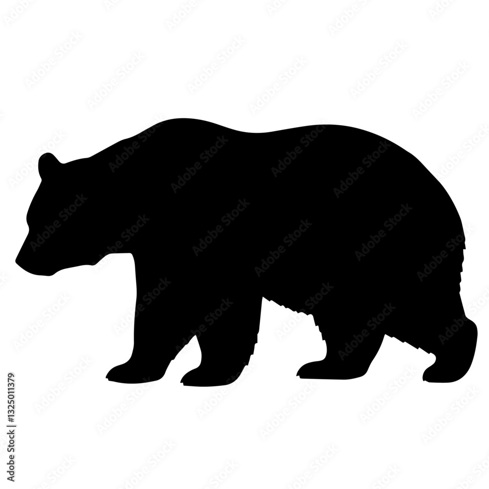 Fototapeta premium Clean black and white vector silhouette of a bear on white background