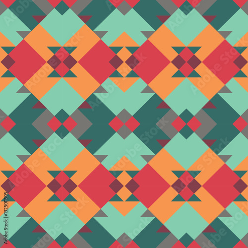 Colorful Generative Abstract Background with Seamless Geometric Patterns and Vintage-Inspired Motif. Perfect for graphic design projects, digital art, and modern visual concepts.
