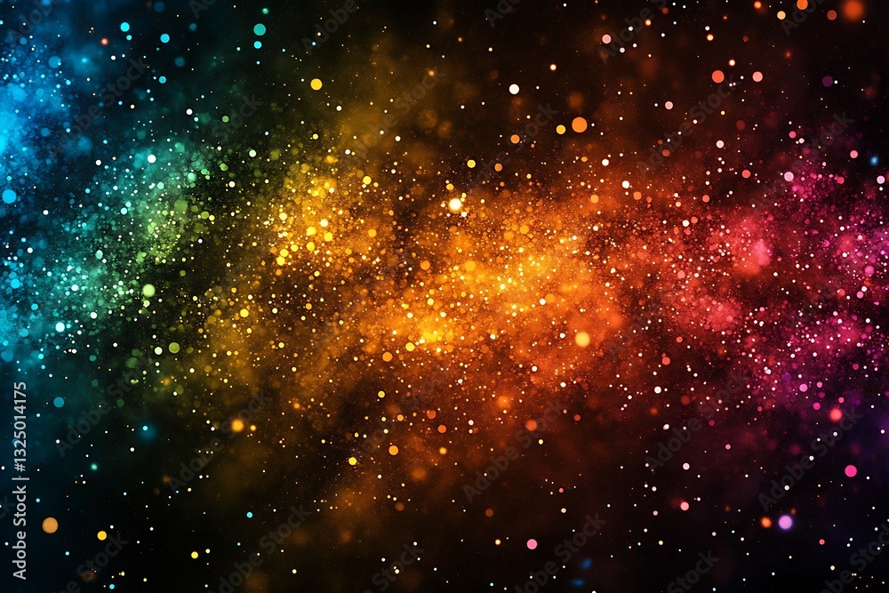 Fototapeta premium Vibrant Cosmic Nebula Background with Colorful Bokeh and Sparkling Light Particles