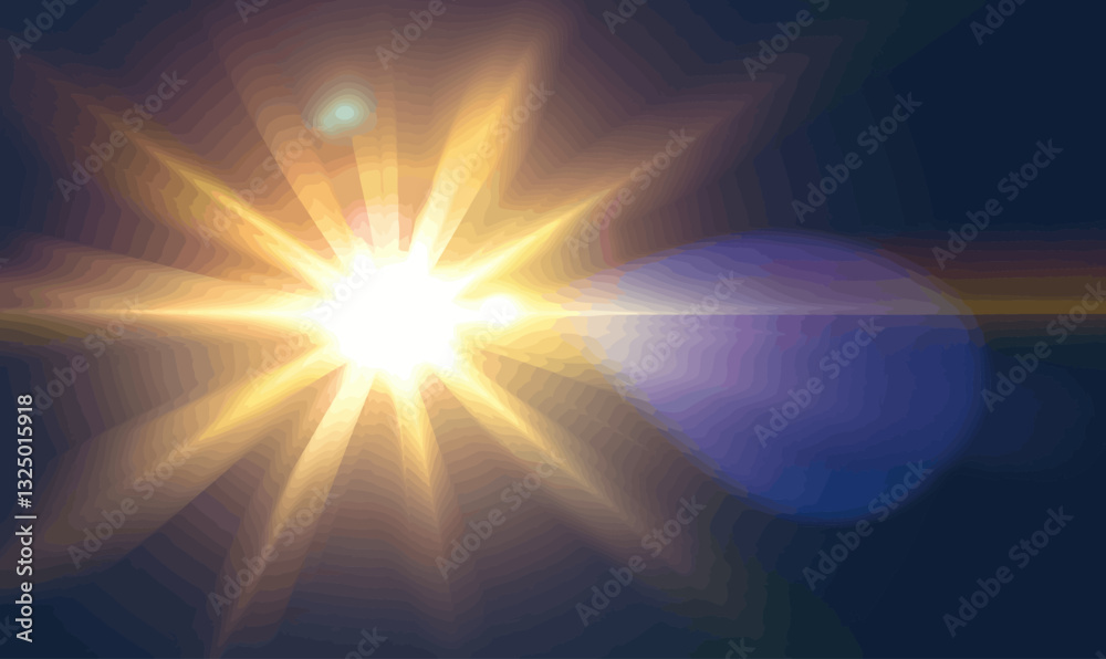 Obraz premium Radiant Sunlight Lens Flare with Vivid Light Effect in Dark Background