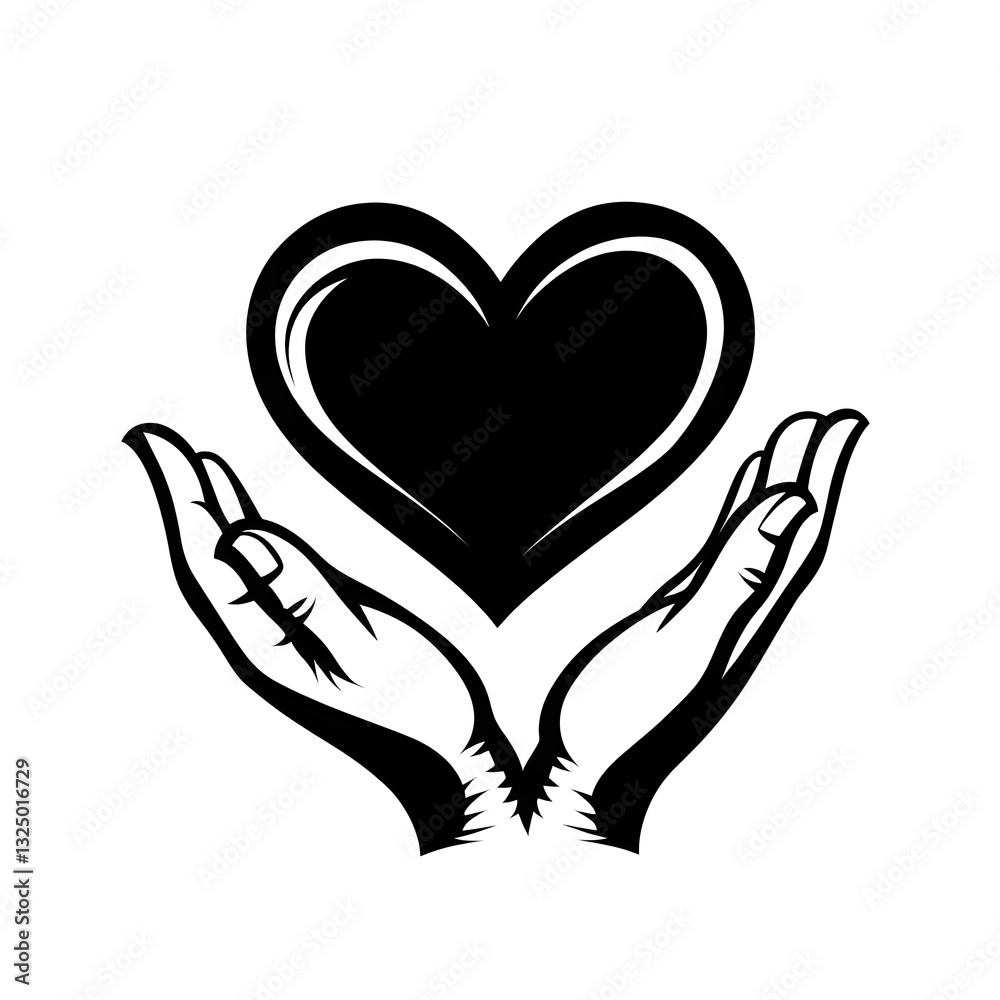 Holding the Essence of Love: Two hands tenderly cradle a heart. A graphical representation of care and affection, symbolizing support and compassion. Holding the Essence of Love: Two hands tenderly cradle a heart. A graphical representation of care and affection, symbolizing support and compassion.