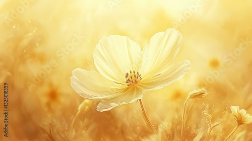 A Single Beautiful Flower Blooming in a Golden Field