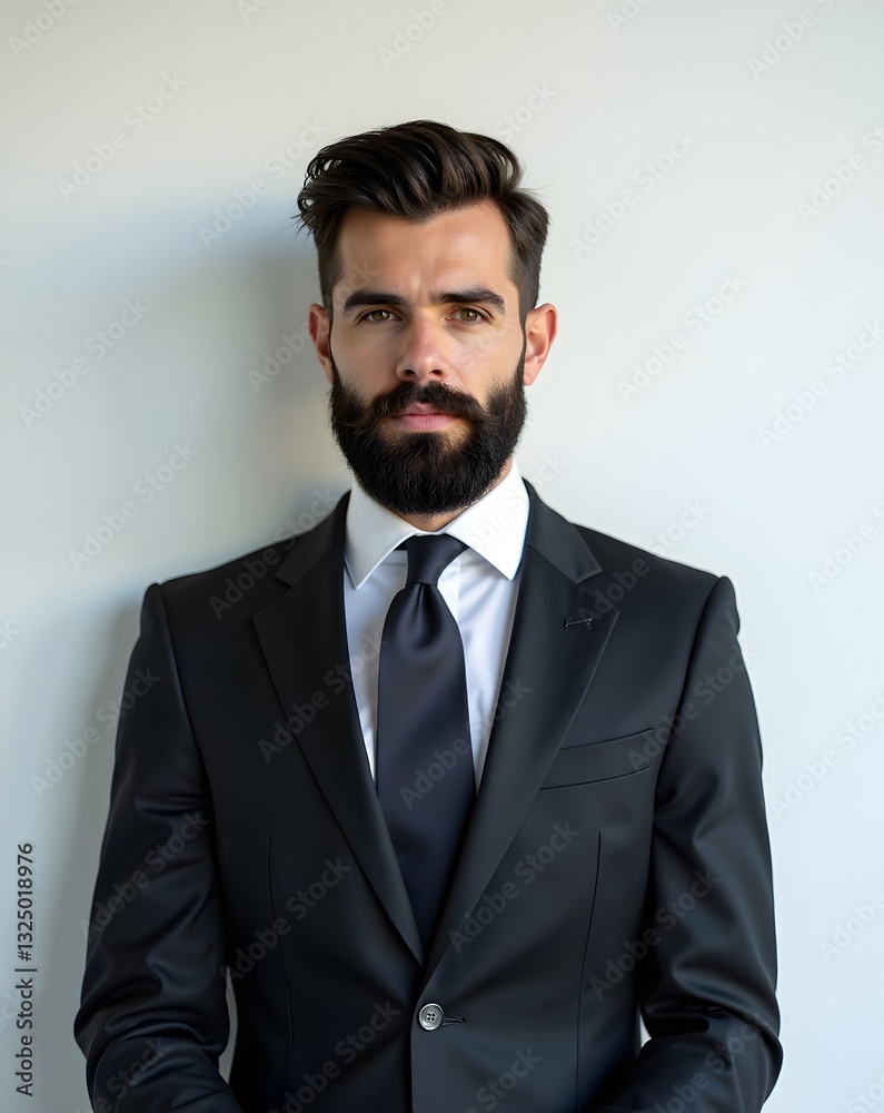 bearded man, exuding confidence and sophistication bearded man, exuding confidence and sophistication