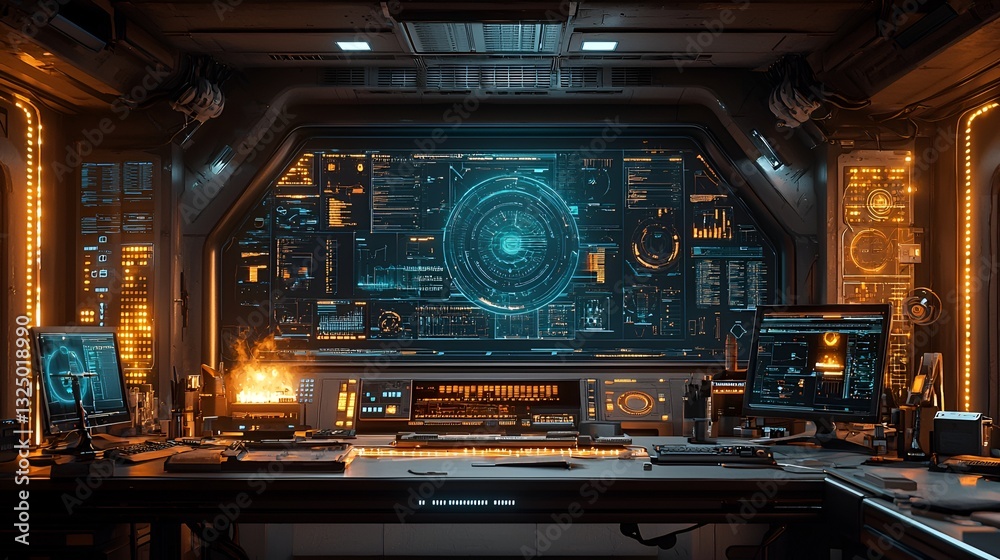 Fototapeta premium Futuristic spaceship control room