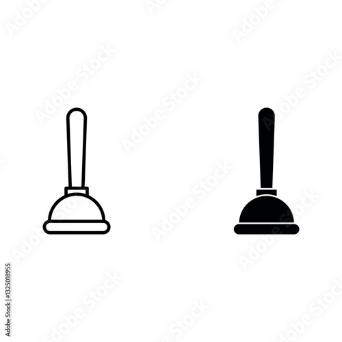 Toilet Plunger icon set color editable on white background