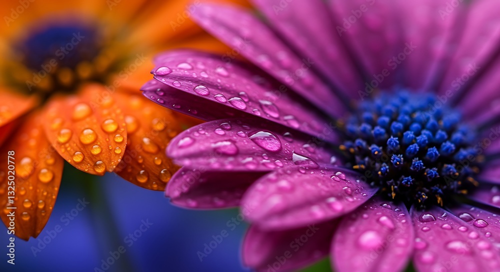 Obraz premium Closeup of Colorful Daisies with Water Droplets Fresh and Vibrant