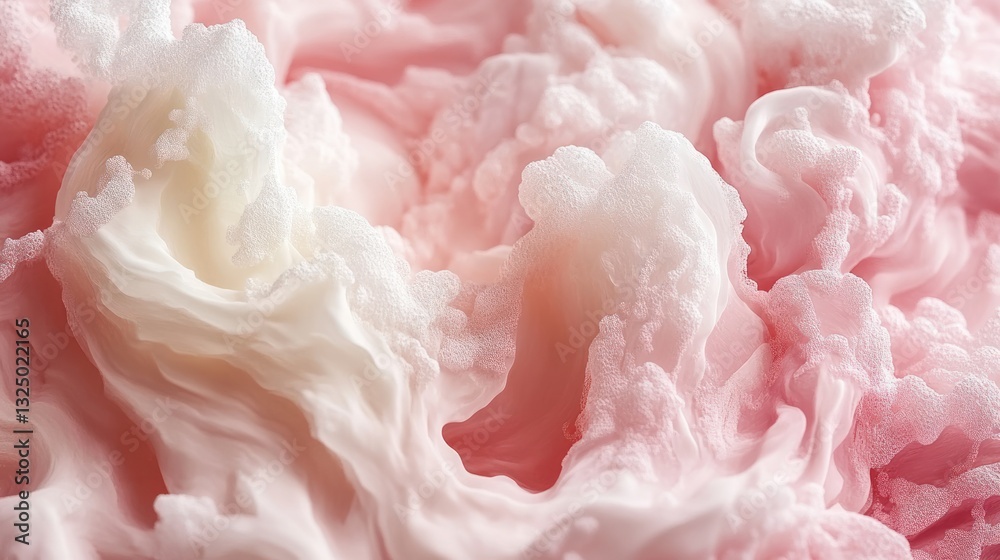 Pink and white whipped cream swirl texture close-up Pink and white whipped cream swirl texture close-up