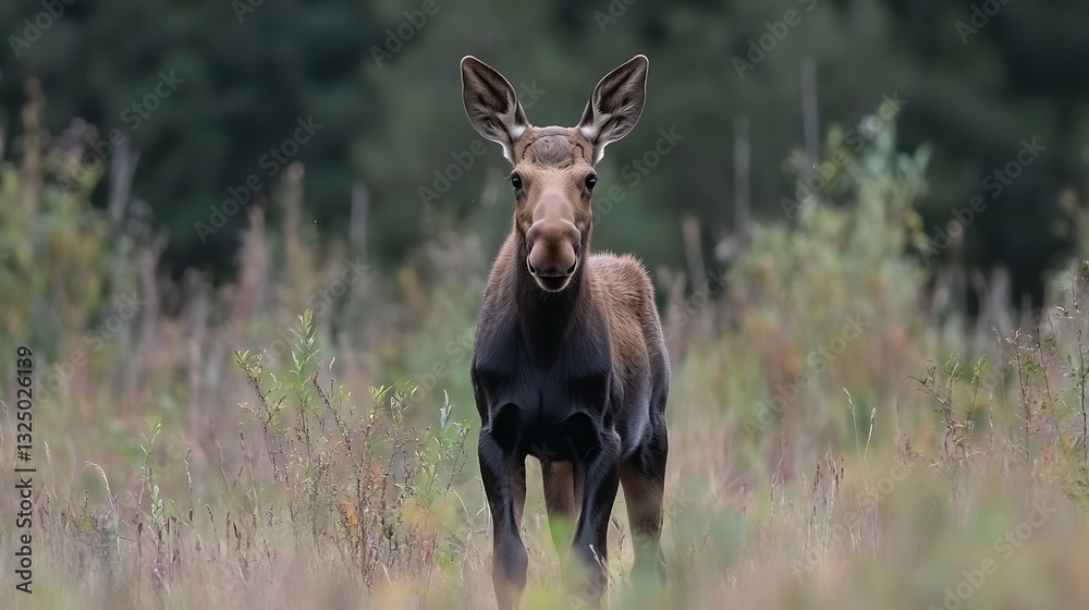 moose calf with hazelnut-toned fur moose calf with hazelnut-toned fur