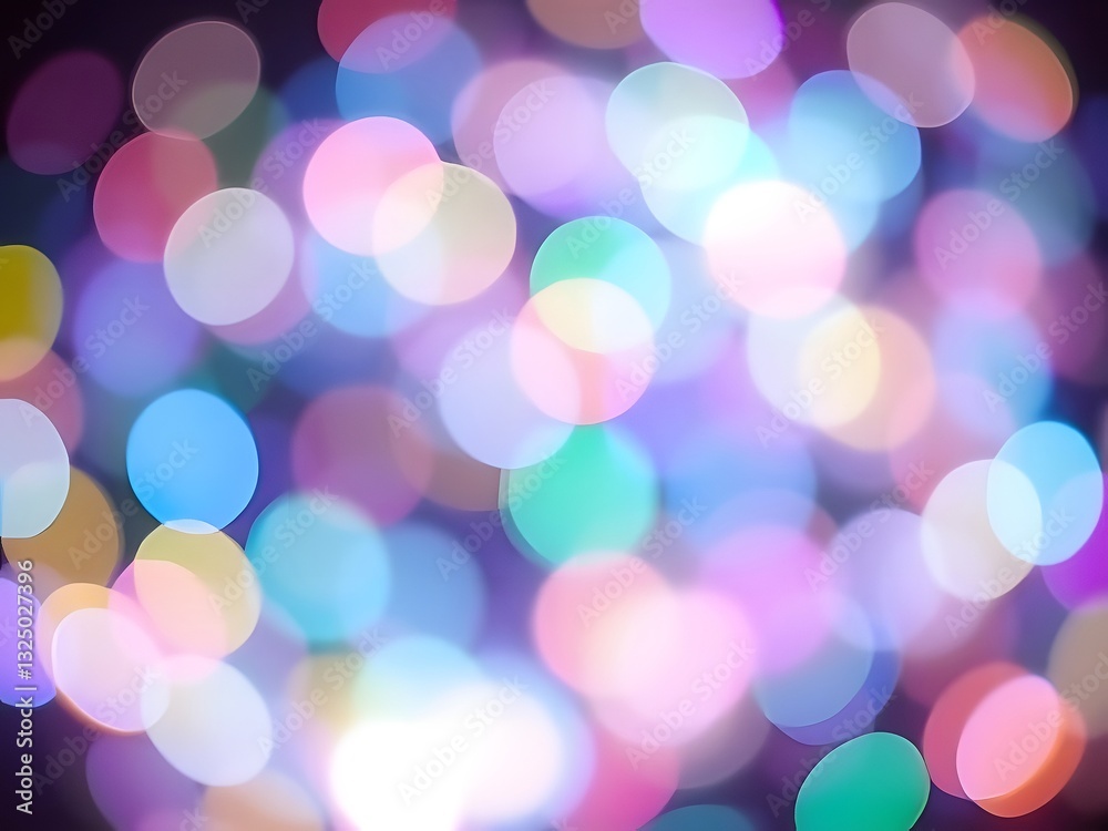 Fototapeta premium Abstract Blurred Bokeh Lights Background - Multicolored Circles for Festive Designs, Celebration, Holiday Themes.