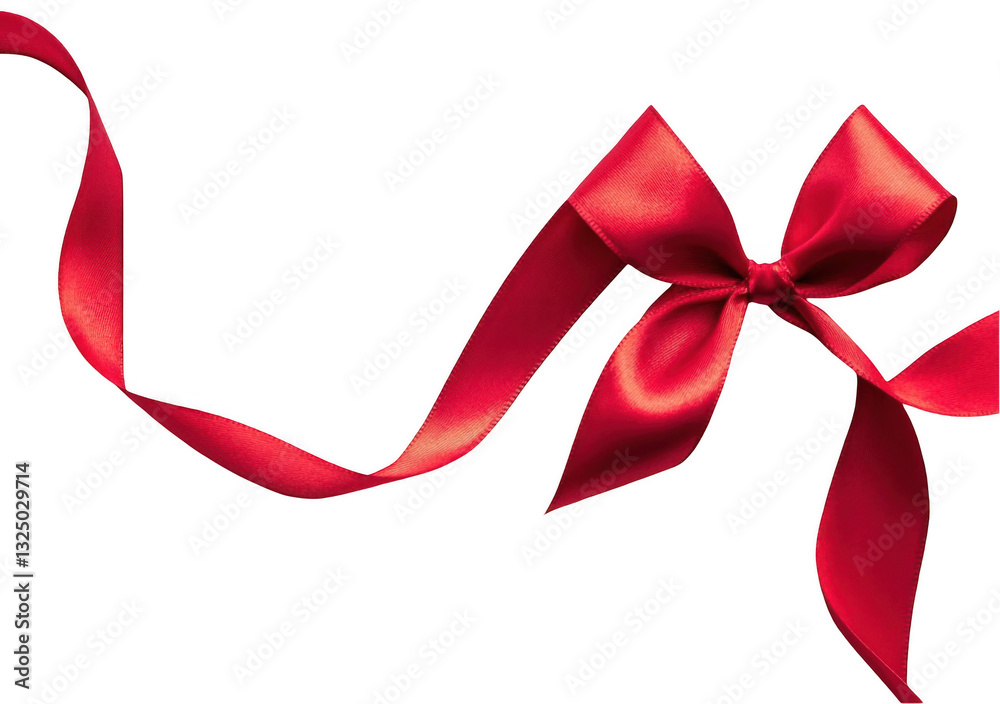 Elegant white card with a red ribbon on an isolated background Elegant white card with a red ribbon on an isolated background