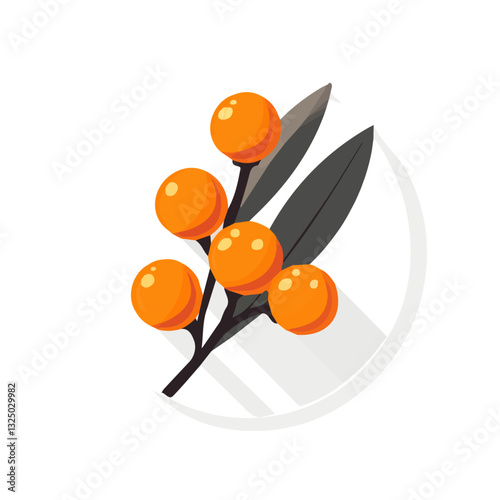 Sea Buckthorn Icon | Clear & Stylish Flat Design.

