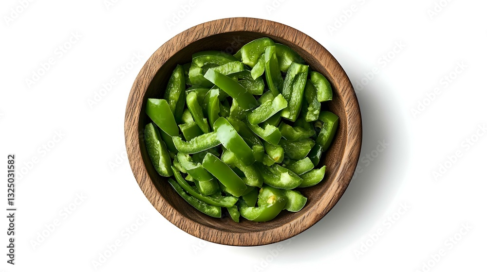 sliced jalapeno pepper in wooden bowl isolated sliced jalapeno pepper in wooden bowl isolated