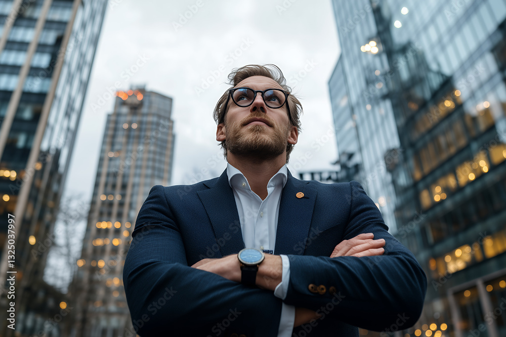A professional yet stylish portrait of a young banker, captured in a high-end editorial photography style A professional yet stylish portrait of a young banker, captured in a high-end editorial photography style