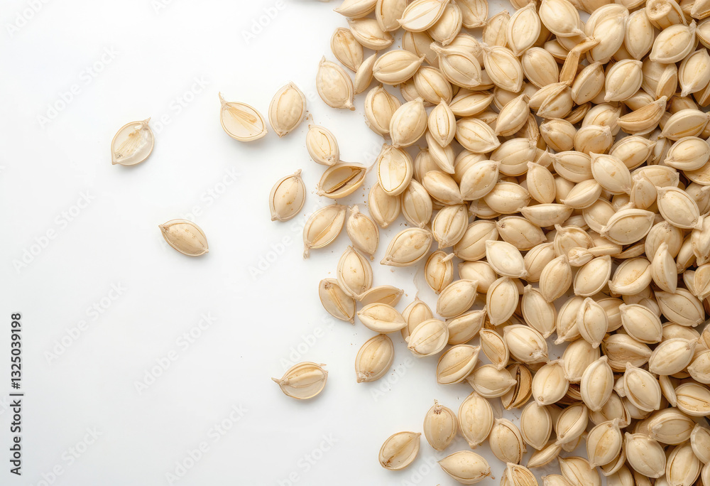 Scattering of Pumpkin Seeds on a Clean White Surface Scattering of Pumpkin Seeds on a Clean White Surface
