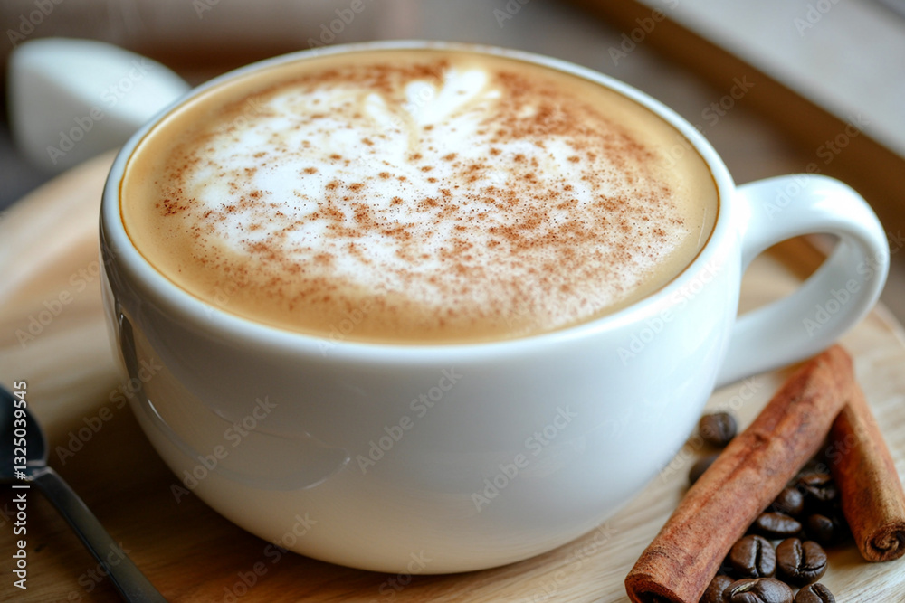 Cappuccino with air foam and cinnamon Cappuccino with air foam and cinnamon