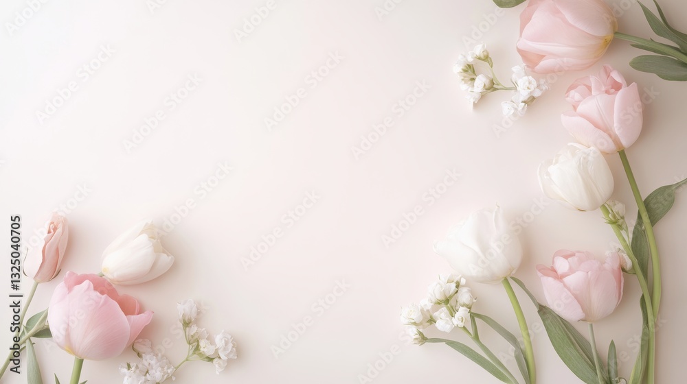 Beautiful background template made of Spring flowers.