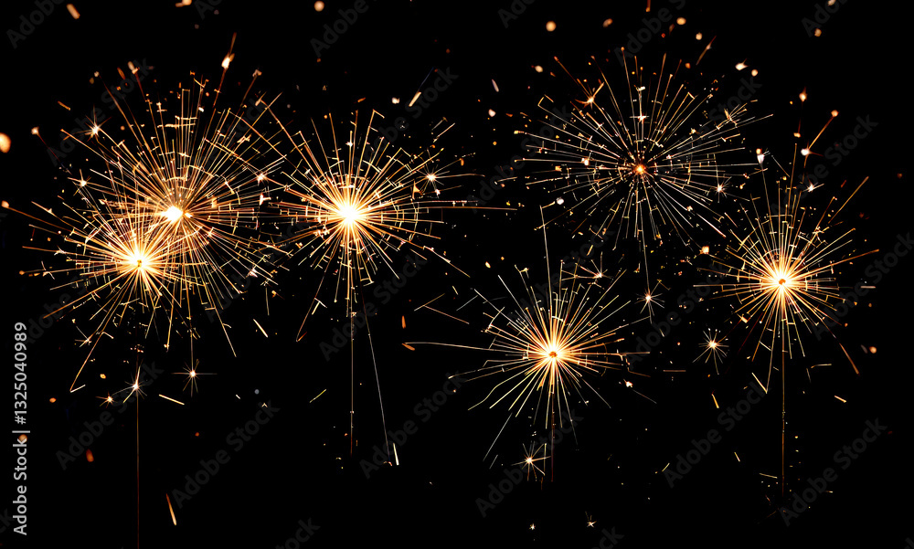 Obraz premium Sparkling Bright Sparklers Against Dark Background for Celebration or Holiday