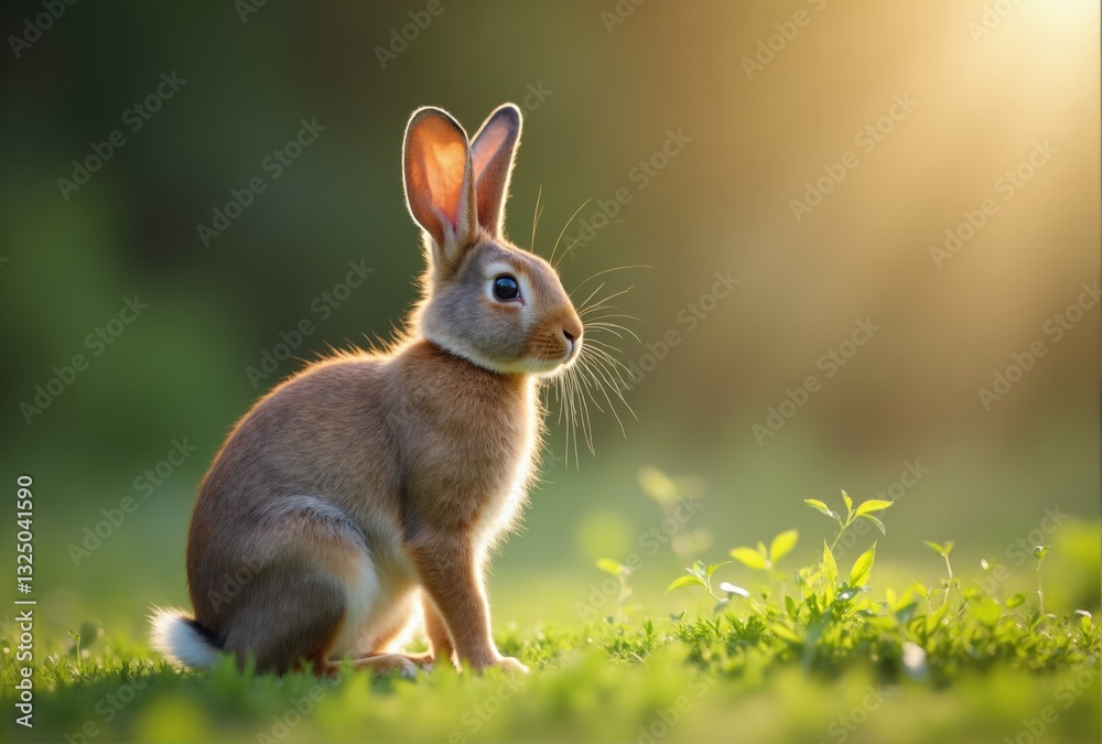 Fototapeta premium Brown Rabbit in Grassy Field