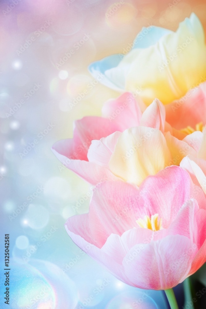 Beautiful background template made of Spring flowers. Beautiful background template made of Spring flowers.