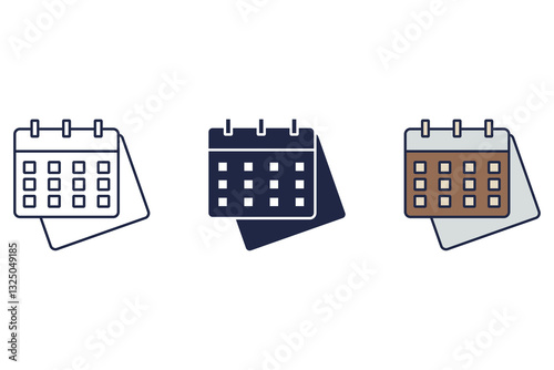 calendar icons isolated on White Background. Flat style design