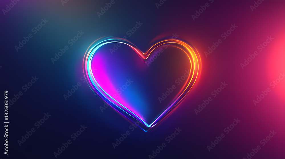 Heart icon with heartbeat line on iridescent background. Iridescent Pulse. Illustration Heart icon with heartbeat line on iridescent background. Iridescent Pulse. Illustration