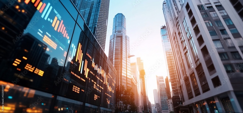 Obraz premium Urban Cityscape Stock Market Financial Business Growth Success