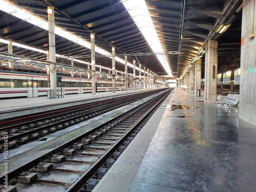 A lonely train station, empty rails