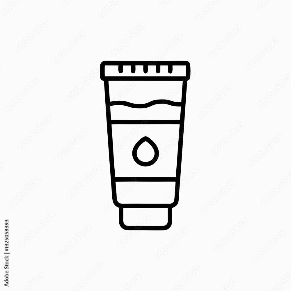 Lotion tube illustration shows partially filled container with liquid drop detail. Simple minimalist line drawing perfect for skincare advertising. Concept: beauty products, cosmetics brand, pharmacy. Lotion tube illustration shows partially filled container with liquid drop detail. Simple minimalist line drawing perfect for skincare advertising. Concept: beauty products, cosmetics brand, pharmacy.