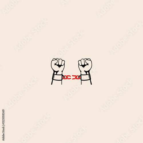 Hands Breaking Steel Chain icon flat vector design. 