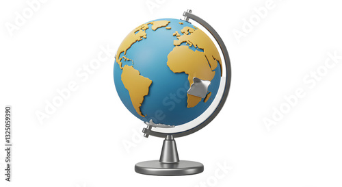 World Globe Model on Stand Showing Continents and Oceans for Education