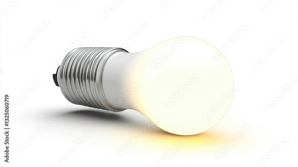 A cool white LED bulb emitting bright light, isolated on a white background A cool white LED bulb emitting bright light, isolated on a white background