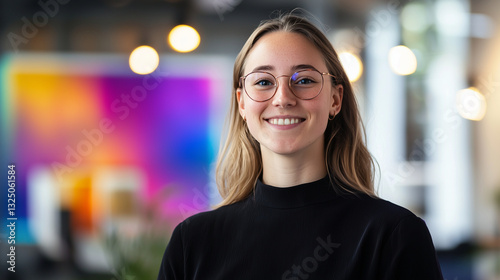 A confident young businesswoman in a creative office setting photo