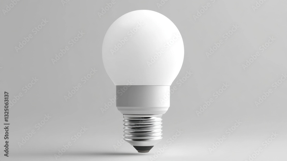 A minimalist LED bulb with a neutral white light tone, white background A minimalist LED bulb with a neutral white light tone, white background